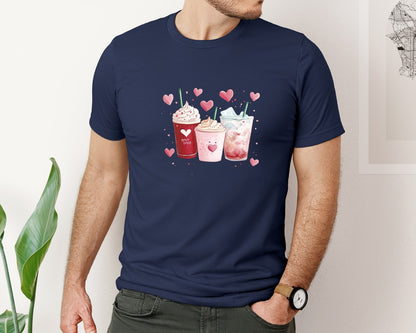 brand:Bella Canvas|color:Navy|Valentines Day Coffee Lover 59 Graphic T-Shirt