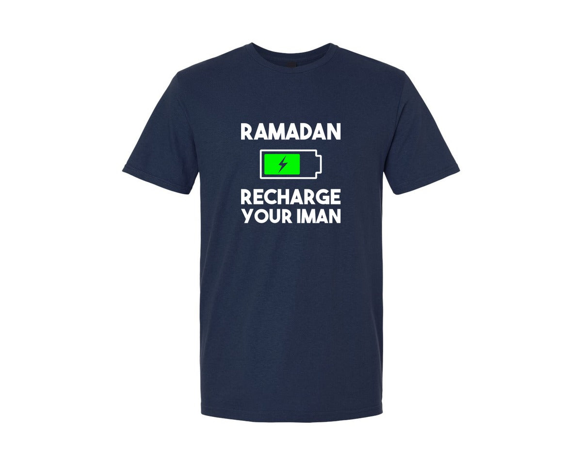 brand:Generic|color:Navy|Ramadan Recharge Your Iman Muslim Motiv Graphic T-Shirt