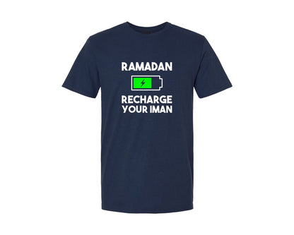brand:Generic|color:Navy|Ramadan Recharge Your Iman Muslim Motiv Graphic T-Shirt
