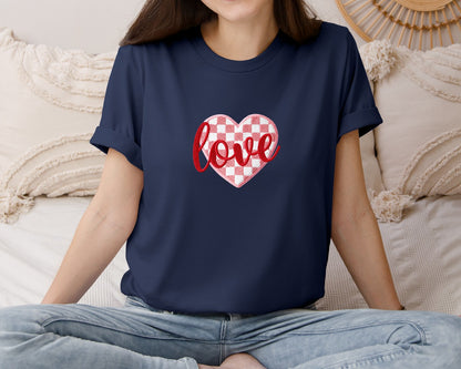 brand:Bella Canvas|color:Navy|Faux Yarn Valentine Love 9 Graphic T-Shirt