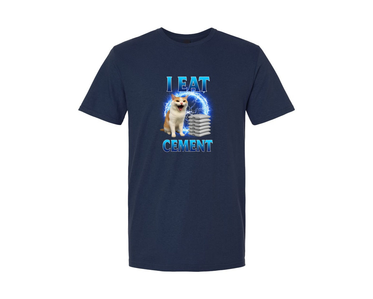 brand:Generic|color:Navy|I Eat Cement Cat Funny Meme Shirt Graphic T-Shirt