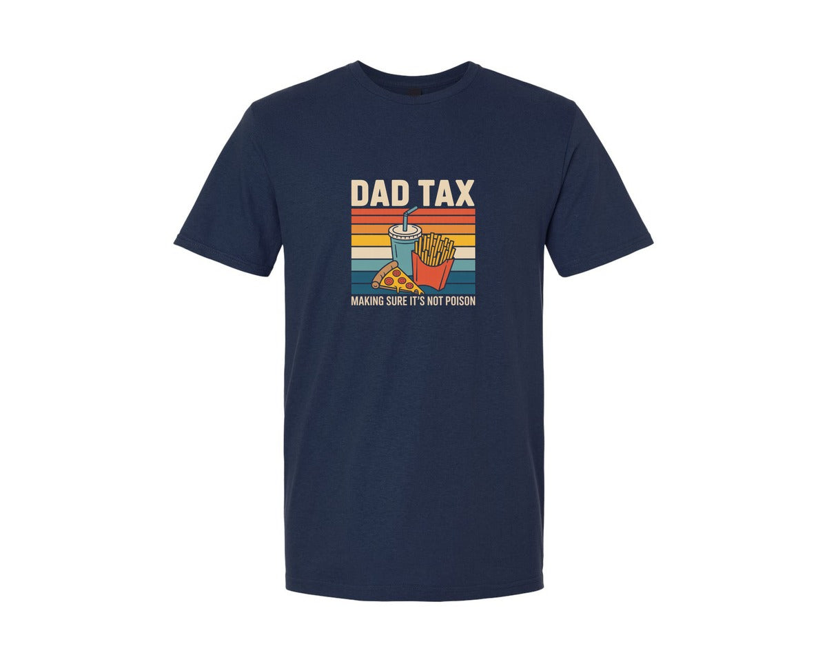 brand:Generic|color:Navy|Funny Dad Tax Retro Fast Food Graphic T-Shirt