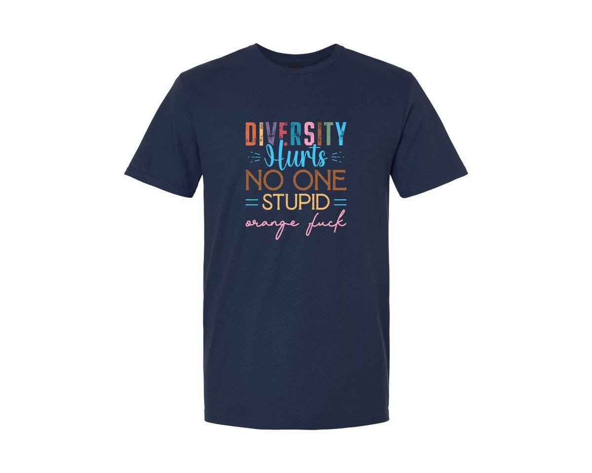 brand:Generic|color:Navy|Diversity Hurts No One Stupid Orange F Graphic T-Shirt