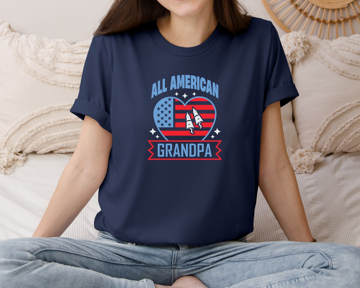 brand:Bella Canvas|color:Navy|All American Grandpa T Shirt Design 9 Graphic T-Shirt