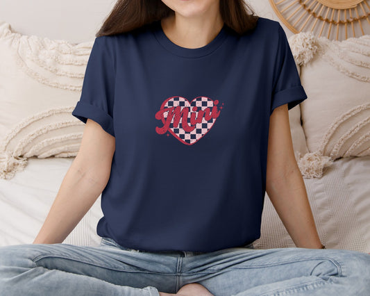 Mini Valentine Pngretro Checkered Heart Graphic T-Shirt