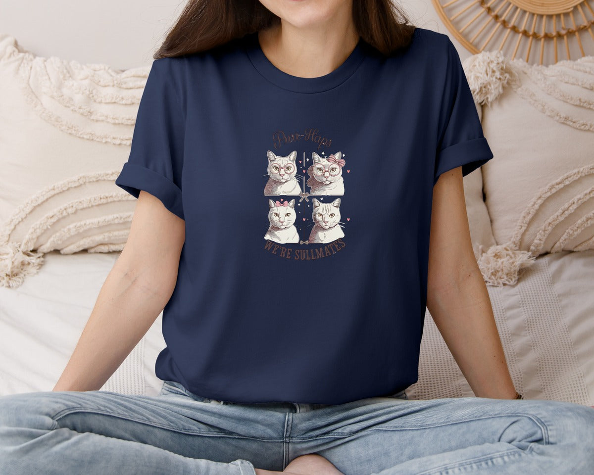 brand:Bella Canvas|color:Navy|Vintage Valentines Day Cat Design 9 Graphic T-Shirt