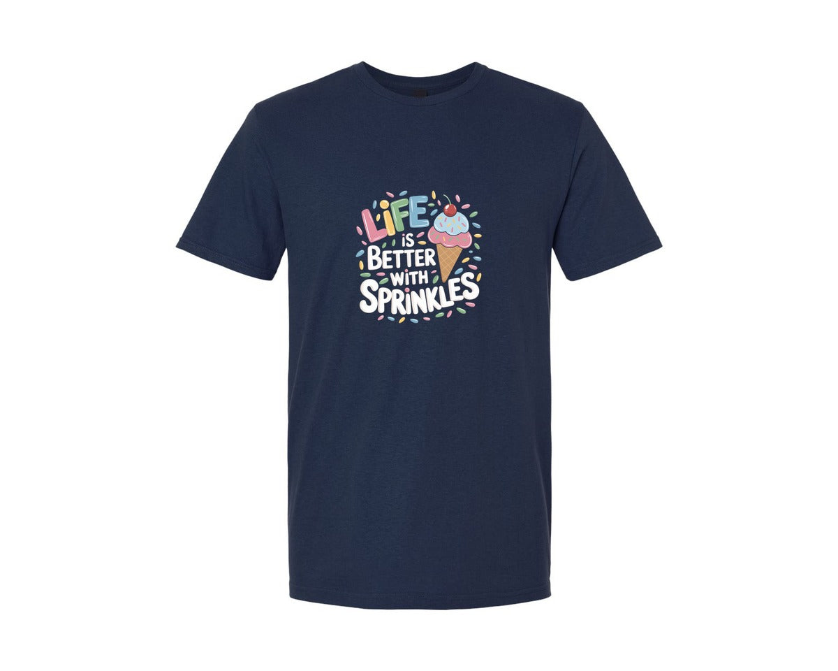 brand:Generic|color:Navy|Life Is Better Sprinkles T Shirt Design Graphic T-Shirt