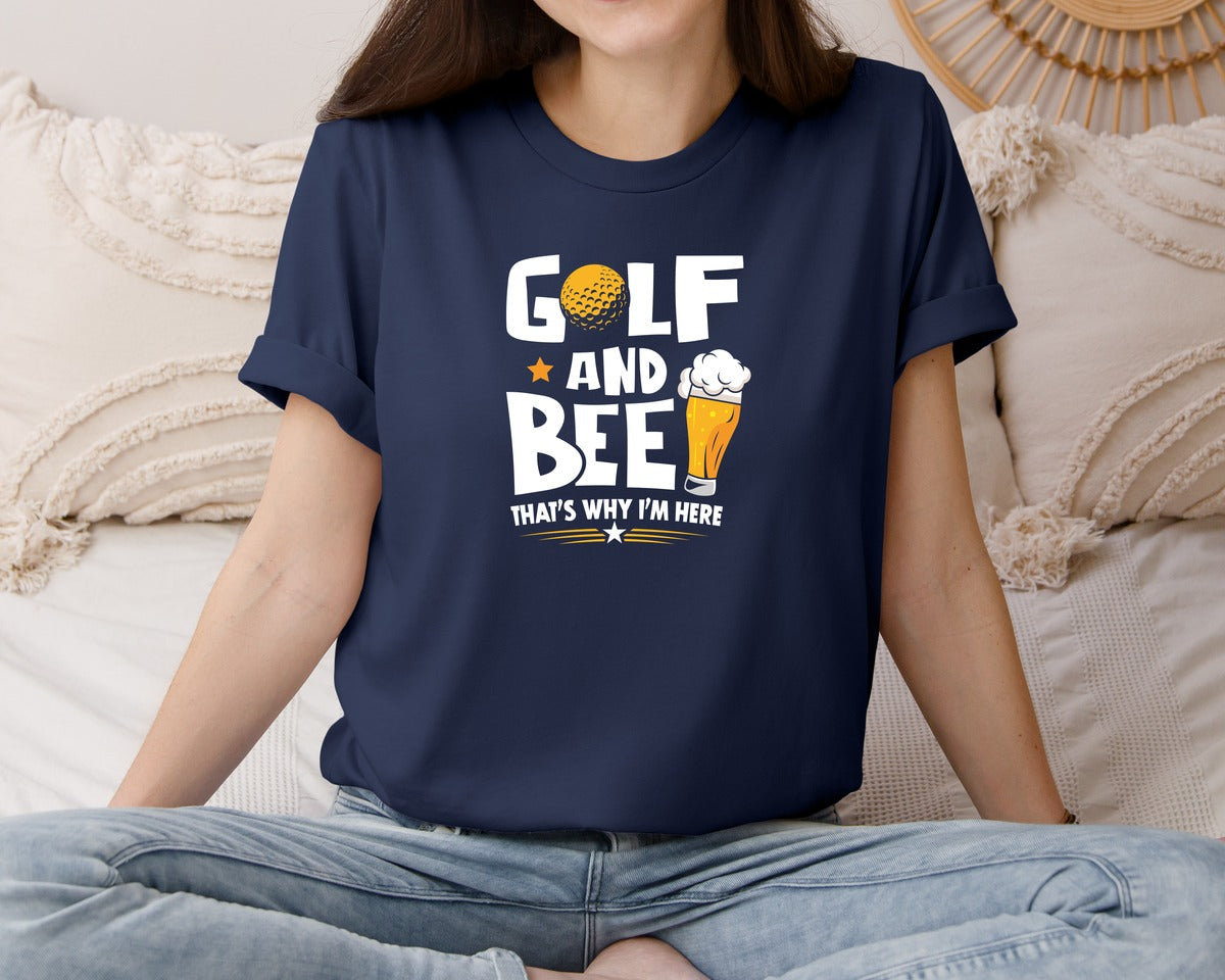 brand:Bella Canvas|color:Navy|Funny Golf Beer Lover T Shirt Desin Graphic T-Shirt