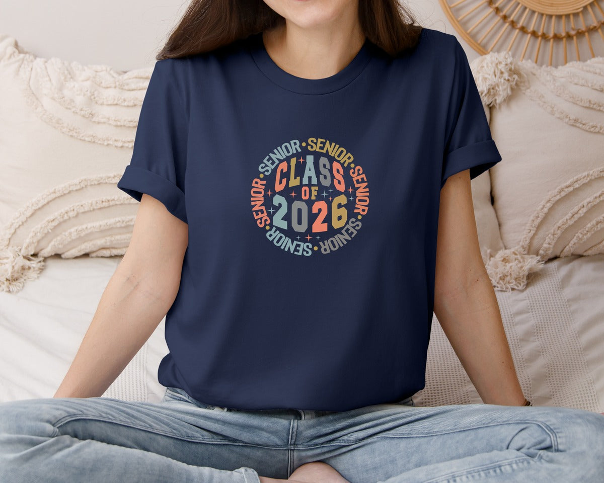 brand:Bella Canvas|color:Navy|Class Of 2026 Senior 2026 3 Graphic T-Shirt