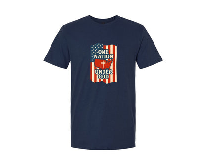 brand:Generic|color:Navy|One Nation Under God Cross Graphic T-Shirt