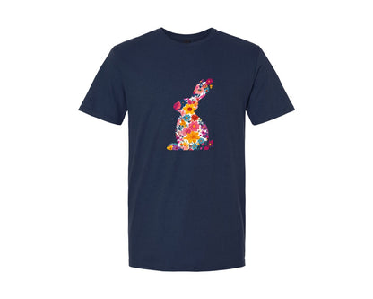 brand:Generic|color:Navy|Floral Bunny Easter Rabbit Graphic T-Shirt