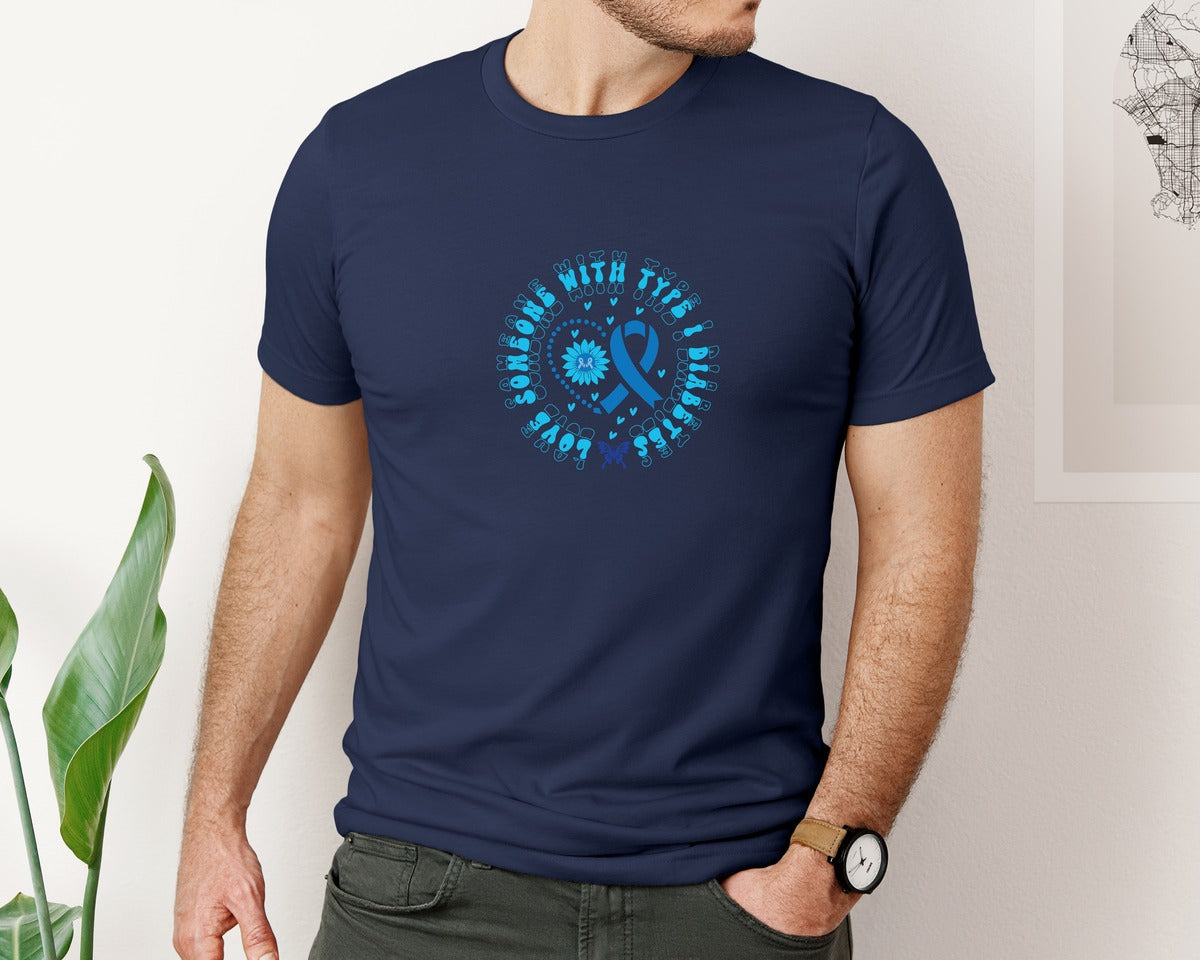 brand:Bella Canvas|color:Navy|Love Someone With Type I Diabetes 2 Graphic T-Shirt