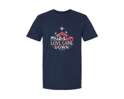 brand:Generic|color:Navy|Love Came Down Nativity Scene Graphic T-Shirt
