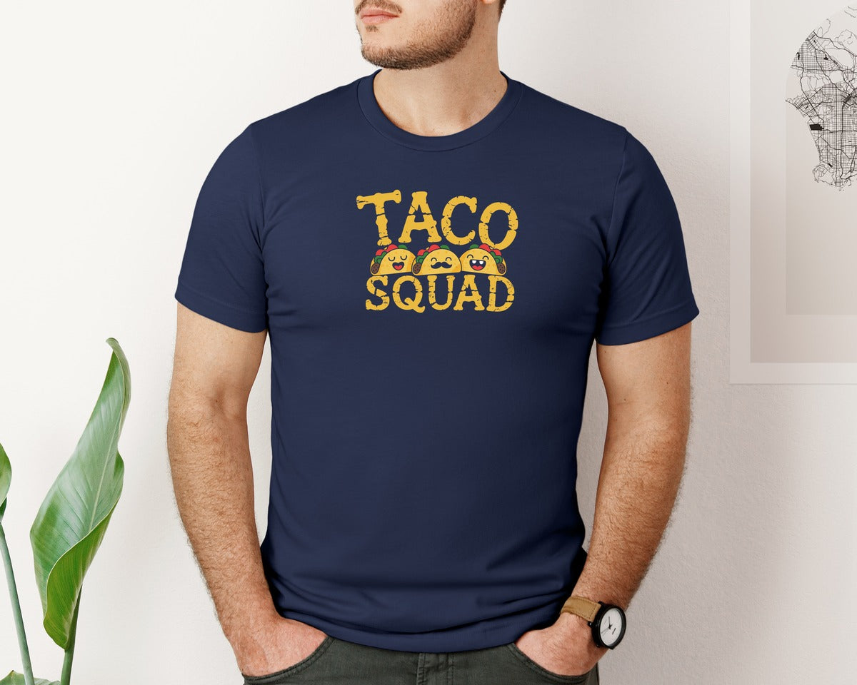 brand:Bella Canvas|color:Navy|Taco Squad Funny Taco Graphic T-Shirt