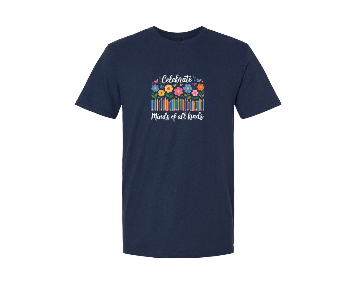 brand:Generic|color:Navy|Celebrate Minds Of All Kinds Shirt Graphic T-Shirt