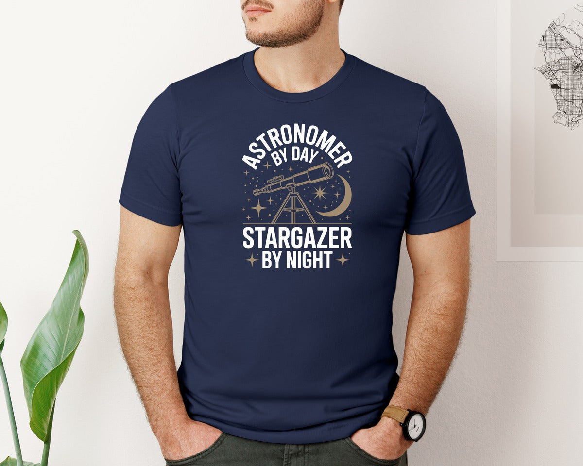 brand:Bella Canvas|color:Navy|Astronomer By Day Stargazer By Night Graphic T-Shirt