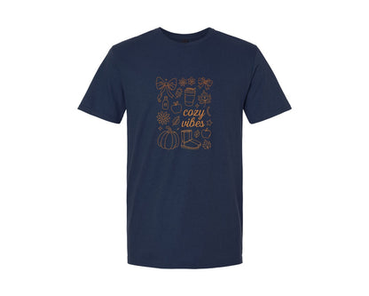 brand:Generic|color:Navy|Cozy Vibes Preppy Cozy Season Fall Graphic T-Shirt