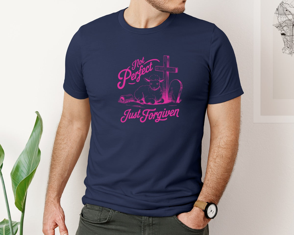 brand:Bella Canvas|color:Navy|Not Perfect Just Forgiven Design 18 Graphic T-Shirt