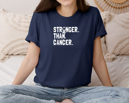 brand:Bella Canvas|color:Navy|Stronger Than Cancer Awareness T Shirt Graphic T-Shirt