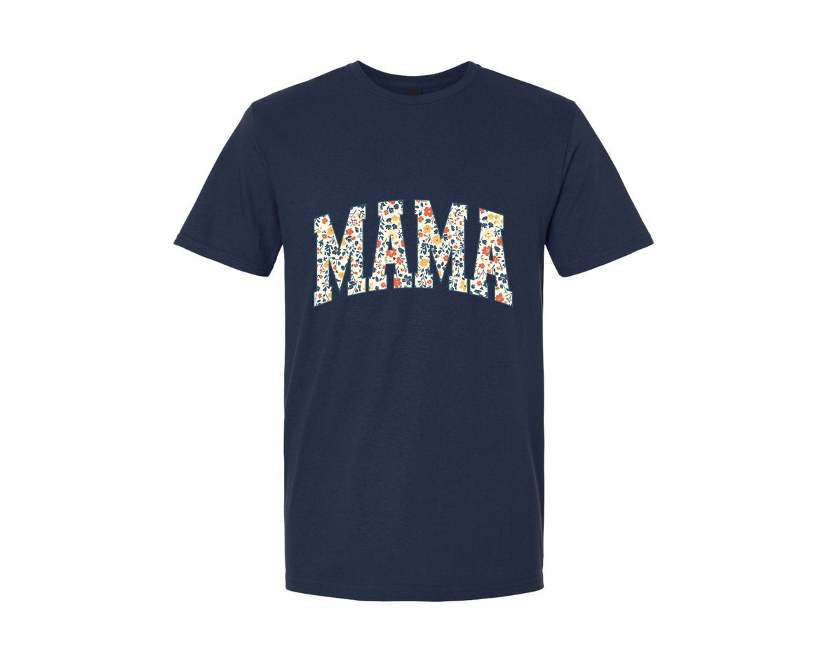 brand:Generic|color:Navy|Boho Floral Mama Mama Flower Mom Graphic T-Shirt