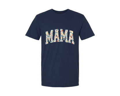 brand:Generic|color:Navy|Boho Floral Mama Mama Flower Mom Graphic T-Shirt