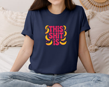 brand:Bella Canvas|color:Navy|Retro Bananas Quote Graphic T-Shirt