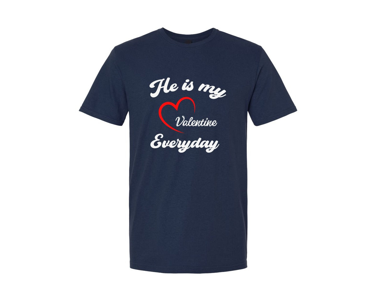 brand:Generic|color:Navy|He Is My Valentine Matching Couple Graphic T-Shirt