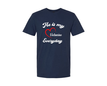 brand:Generic|color:Navy|He Is My Valentine Matching Couple Graphic T-Shirt