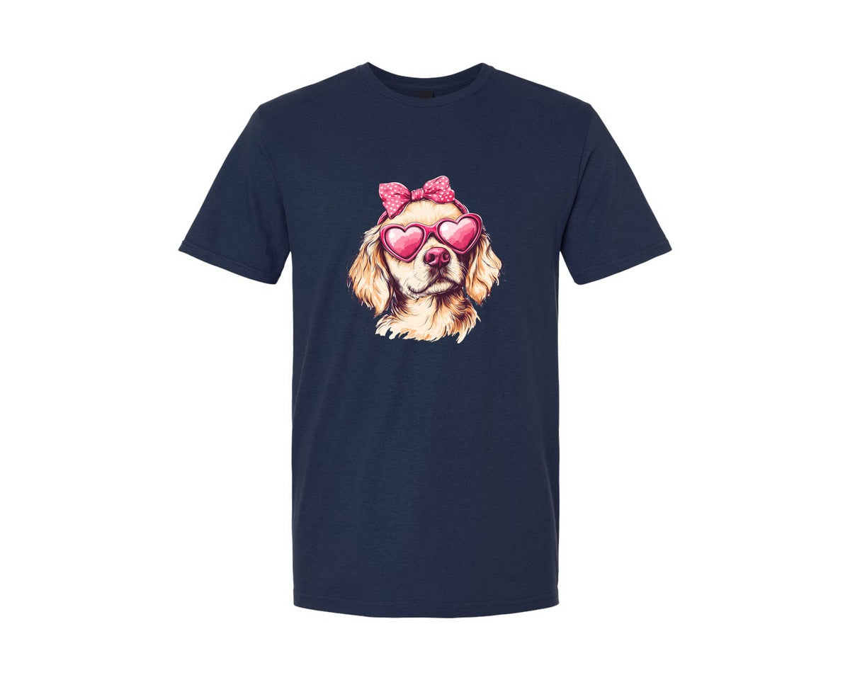 brand:Generic|color:Navy|Golden Retriever Valentines Graphic T-Shirt