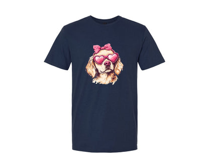brand:Generic|color:Navy|Golden Retriever Valentines Graphic T-Shirt