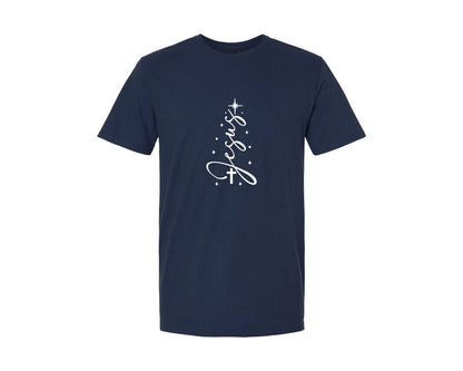 brand:Generic|color:Navy|Christian Christmas Jesus Tree Graphic T-Shirt