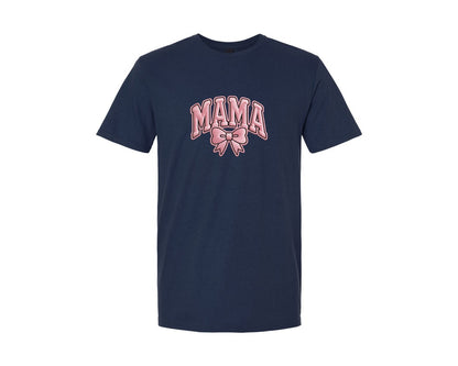brand:Generic|color:Navy|Pink Coquette Bow Mama Graphic T-Shirt