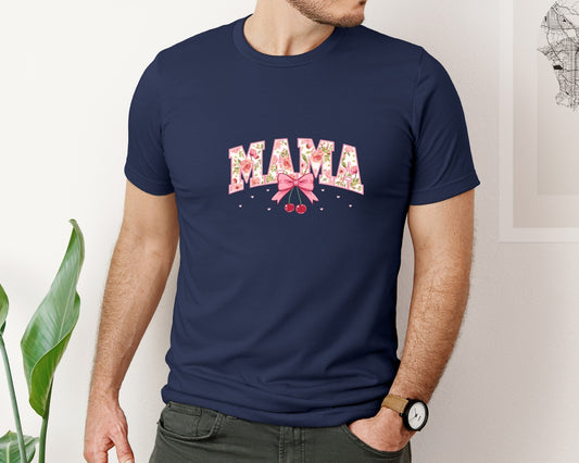 Cherry Bow Coquette Mama Graphic T-Shirt