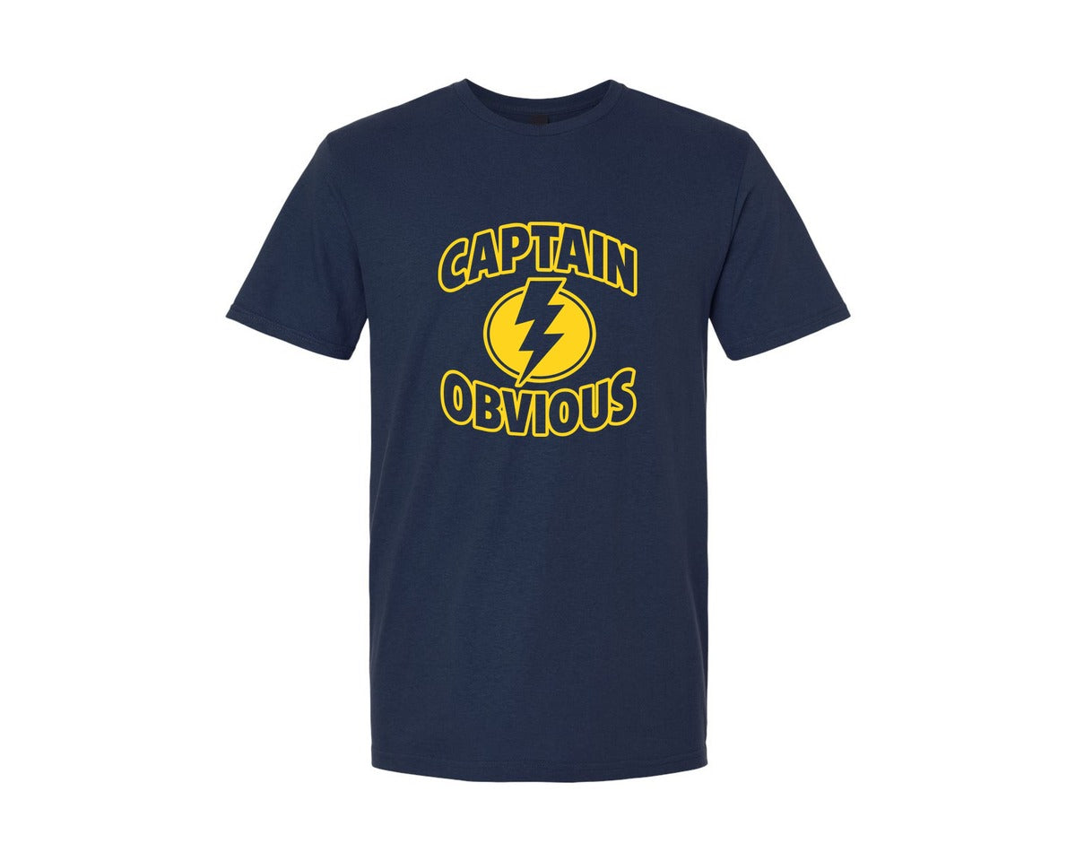 brand:Generic|color:Navy|Captain Obvious Superhero Parody Meme Graphic T-Shirt