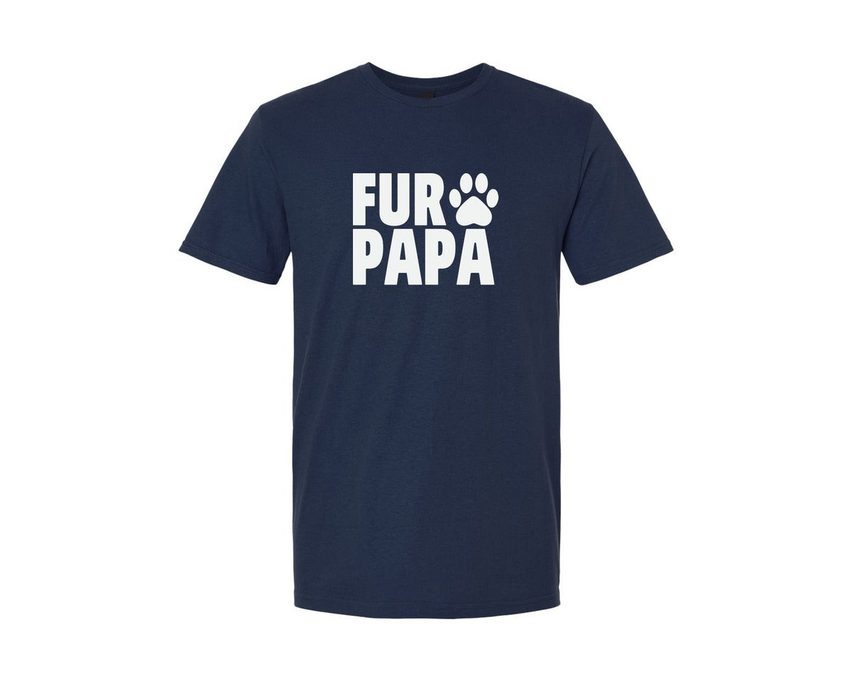 brand:Generic|color:Navy|Funny Fur Papa Shirt Pet Lover Dog Dad Graphic T-Shirt