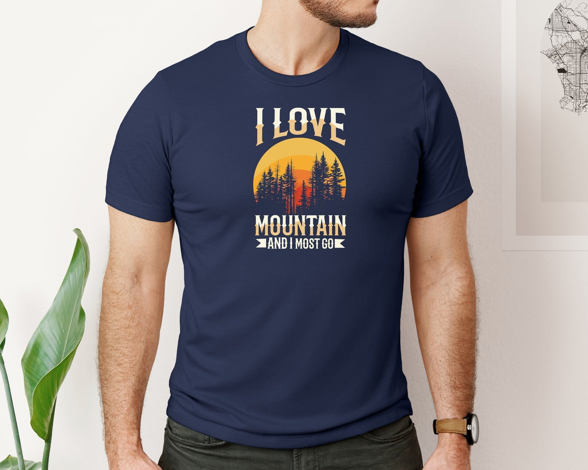 brand:Bella Canvas|color:Navy|Wild Life Experience Mountain Hiking Tee 3 Graphic T-Shirt