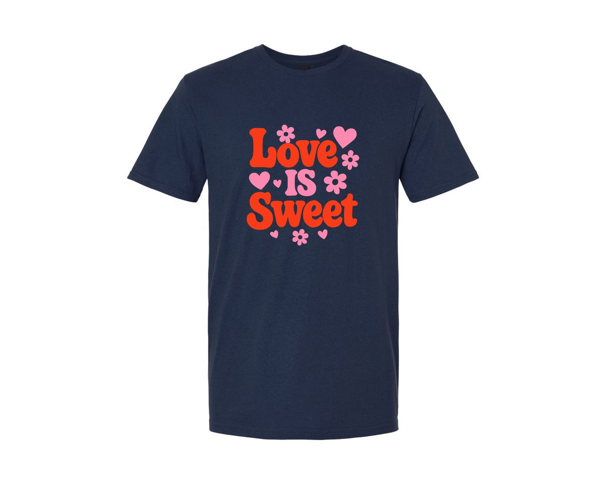 brand:Generic|color:Navy|Love Is Sweet Valentines Graphic T-Shirt