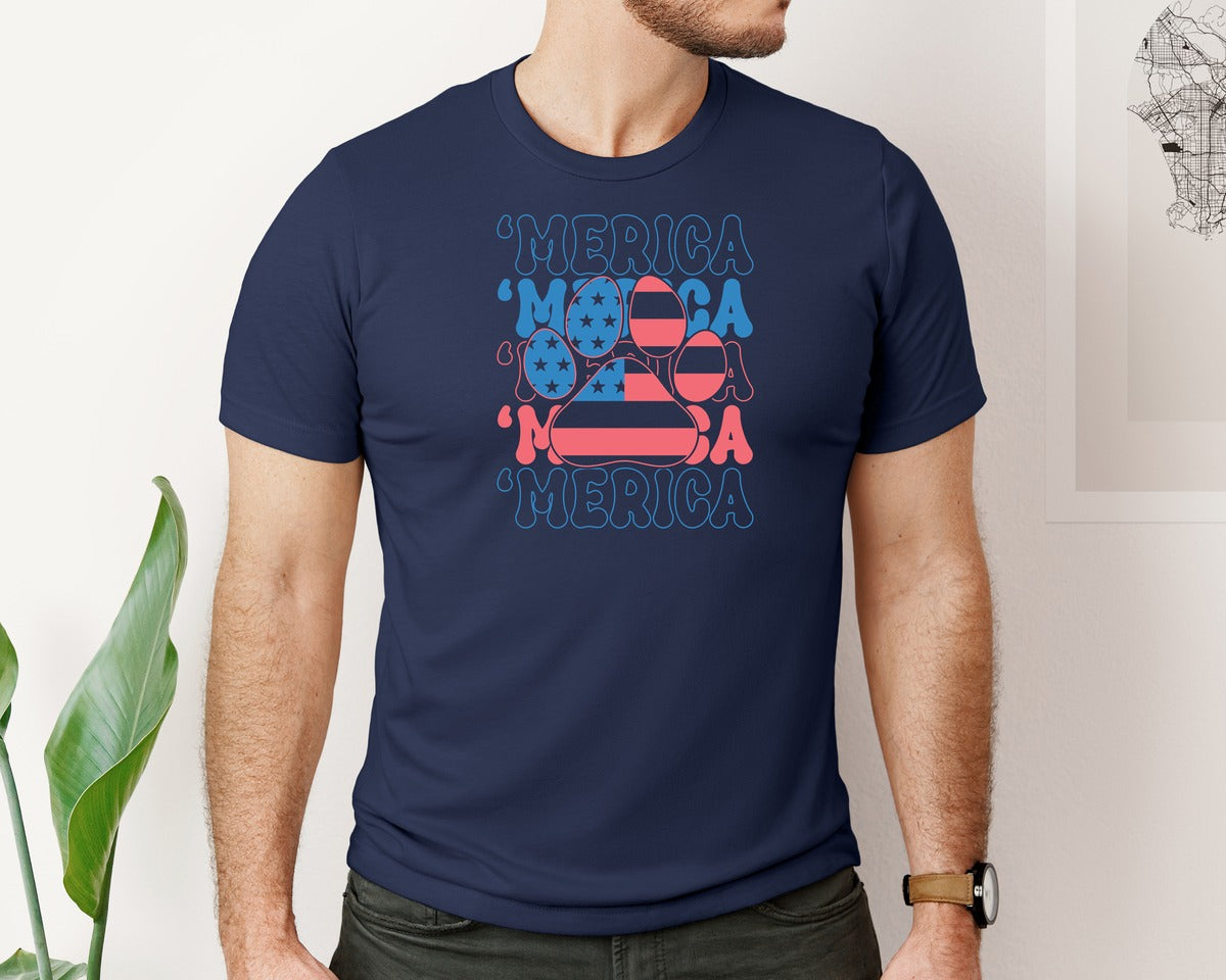 brand:Bella Canvas|color:Navy|4Th Of July Dog Mom Graphic T-Shirt