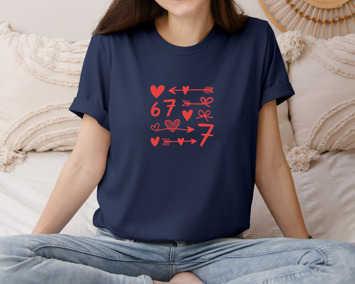 brand:Bella Canvas|color:Navy|Six Seven Love Graphic Graphic T-Shirt