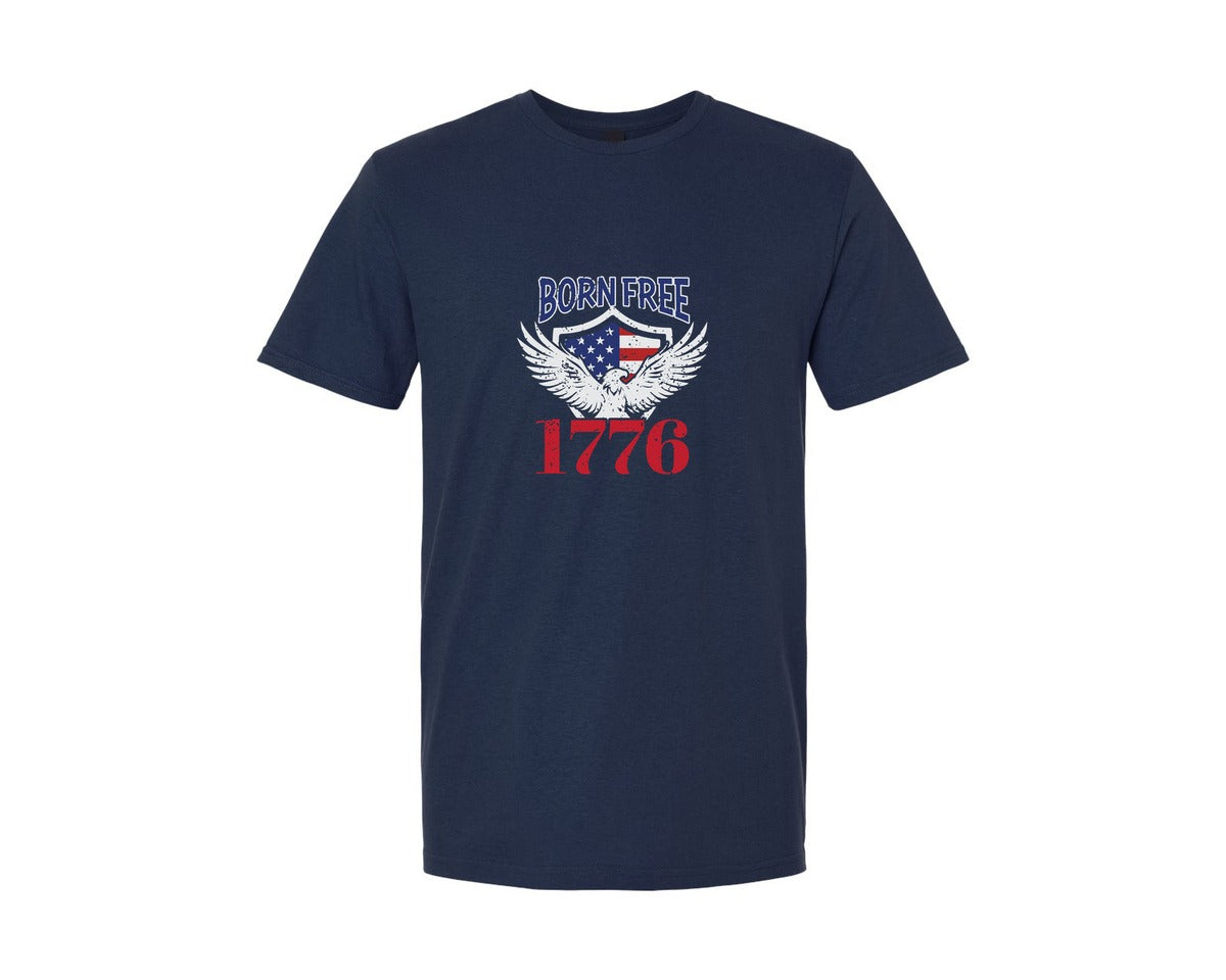 brand:Generic|color:Navy|Born Free 1776 T Shirt Design Graphic T-Shirt