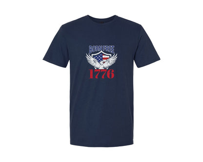 brand:Generic|color:Navy|Born Free 1776 T Shirt Design Graphic T-Shirt