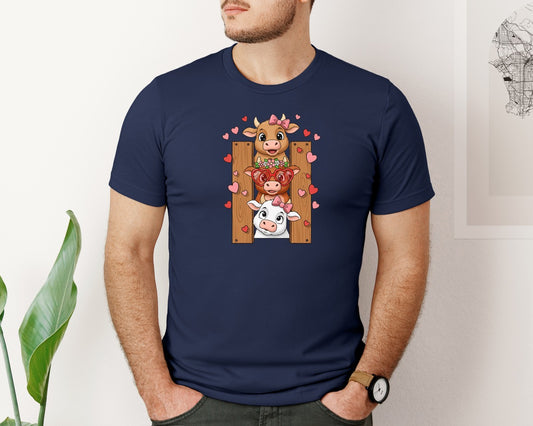 Lovely Cows Valentine Day Tshirt Design Graphic T-Shirt