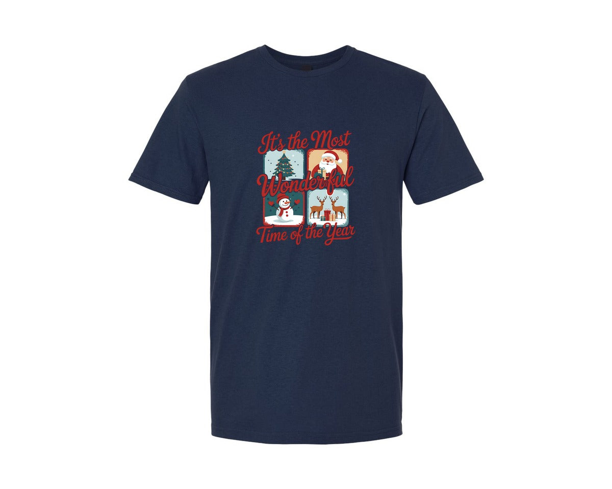 brand:Generic|color:Navy|Wonderful Christmas Quote Graphic T-Shirt