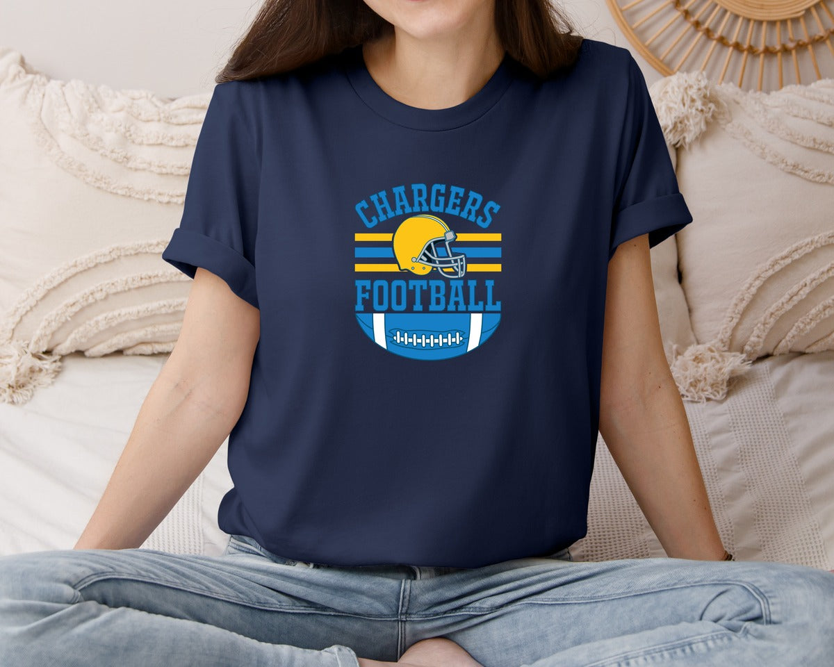 brand:Bella Canvas|color:Navy|Chargers Football Graphic T-Shirt
