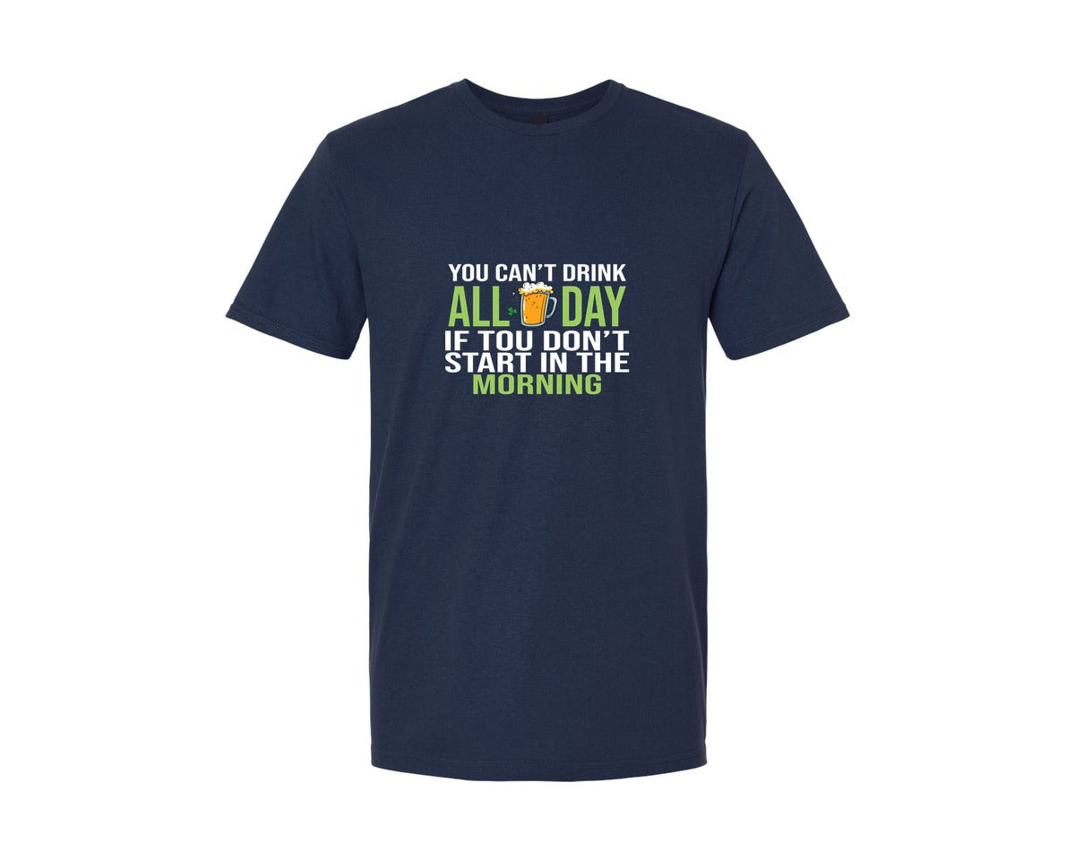 brand:Generic|color:Navy|You Cant Drink All Day St Patricks Day Graphic T-Shirt