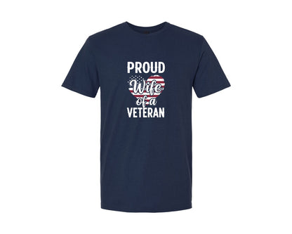 brand:Generic|color:Navy|Proud Wife Of A Veteran Wife Female Graphic T-Shirt