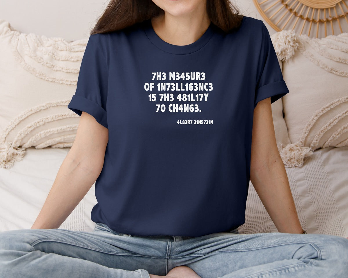 brand:Bella Canvas|color:Navy|Einstein The Measure Of Intelligence Graphic T-Shirt