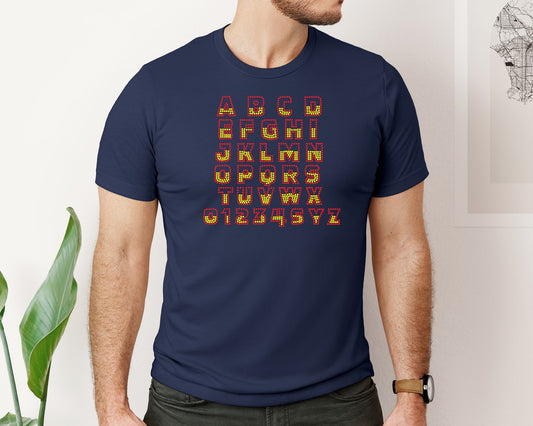 Alphabet Letter Font Rhinestone Design Graphic T-Shirt