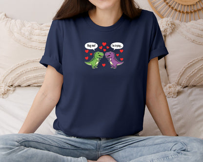 brand:Bella Canvas|color:Navy|Cute Dino Valentines Day T Shirt Graphic T-Shirt