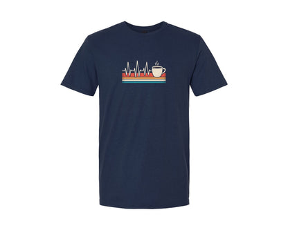 brand:Generic|color:Navy|Vintage Coffee Heartbeat Retro Graphic T-Shirt